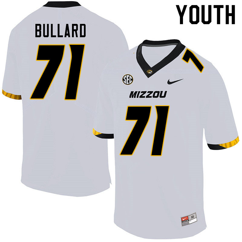 Youth #71 D.J. Bullard Missouri Tigers College Football Jerseys Sale-White